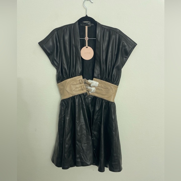 Alexis Berlin Mini Dress Faux Leather  Black Size M $495 msrp - Picture 3 of 9